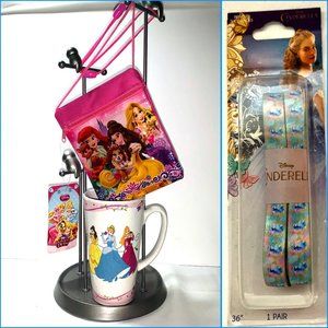 Cute Disney Princess Accessories LOT Gibson Mug Purse Cinderella Shoelac…